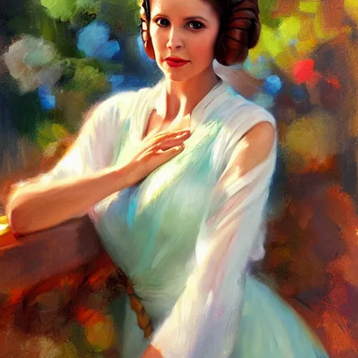 Image similar to Princess Leia, painting by Vladimir Volegov