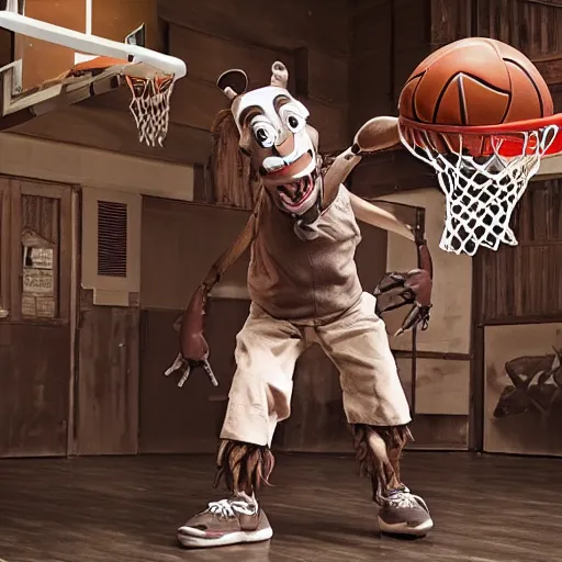 Image similar to animatronic!! Basketball, exposed mechanics, photo, Stan Winston studios, detailed, 4k