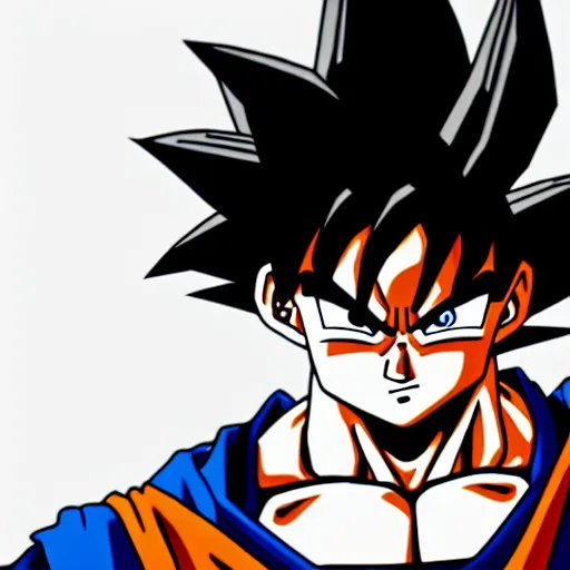 Image similar to Goku, ultra wide, Poster, Very Epic, 4k resolution, highly detailed, Trend on artstation, Black & White Art, Blue fire!, white background, sketch, Digital 2D, Character Design,