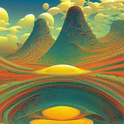 Image similar to breathtakingly beautiful ultrawide angle colour masterpiece dream by roger dean and kilian eng and jean giraud, incredible sense of depth and perspective and clarity, weird abstract, 8 k