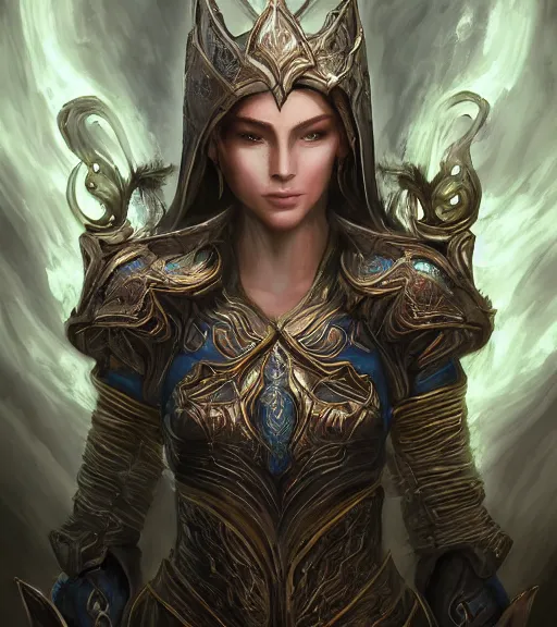 Prompt: unknown the elder scrolls vi charismatic regal high elf female battle - mage portrait, clothed in elaborate elven - pllated battle armor atmospheric lighting painted intricate volumetric lighting, beautiful, sharp focus, ultra detailed by leesha hannigan, ross tran, thierry doizon, kai carpenter, ignacio fernandez rios