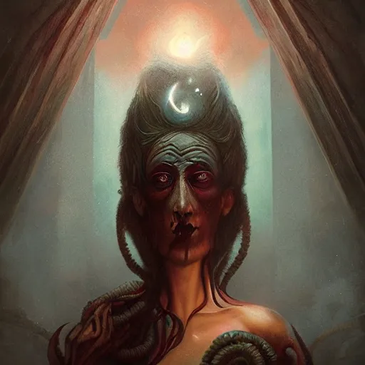 Prompt: cthulu, by tom bagshaw, dramatic lighting