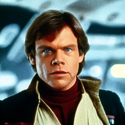 Prompt: a still of mark hamill as han solo in star wars