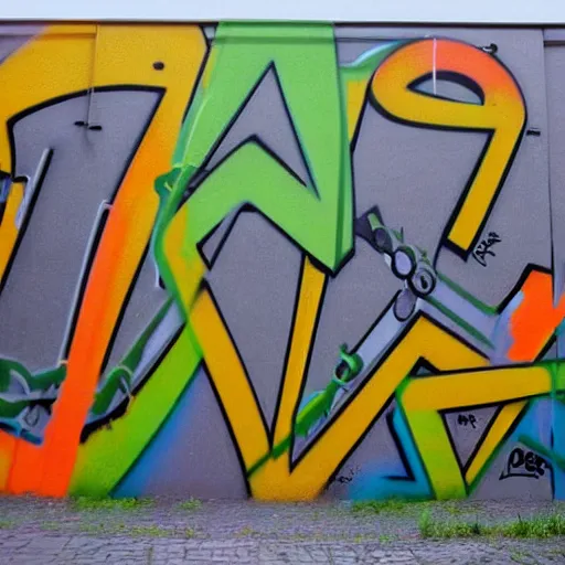 Prompt: graffiti of deviantart logo on a wall in berlin photo