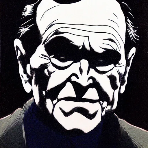 Prompt: George H.W. Bush looking sinister, by Tsutomu Nihei, highly detailed