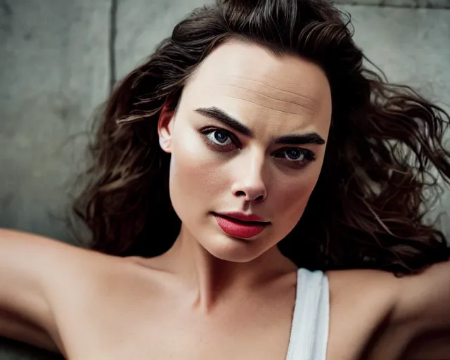 Prompt: a beautiful mix of margot robbie and gal gadot, hyper realistic face, beautiful eyes, cinematic, long shot, hyper detailed, 8 5 mm photograph, 8 k resolution, film still, sharp lens, wide lens