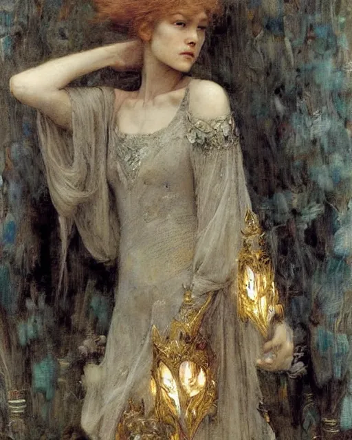 Image similar to a beautiful sorceress by Edgar Maxence, Ross Tran and Jules Bastien-Lepage