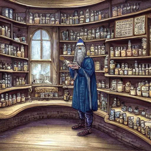 Prompt: A wizard's apothecary, 8k, detailed