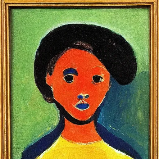 Prompt: painting of A little African girl by Alexej von Jawlensky with pet wolf n- 9 - i - s