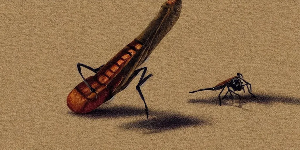 Prompt: a cricket playing a tiny piano on top of a picnic blanket about to be crushed by a giant human foot, low field of view, blurry background, digital art, artstation