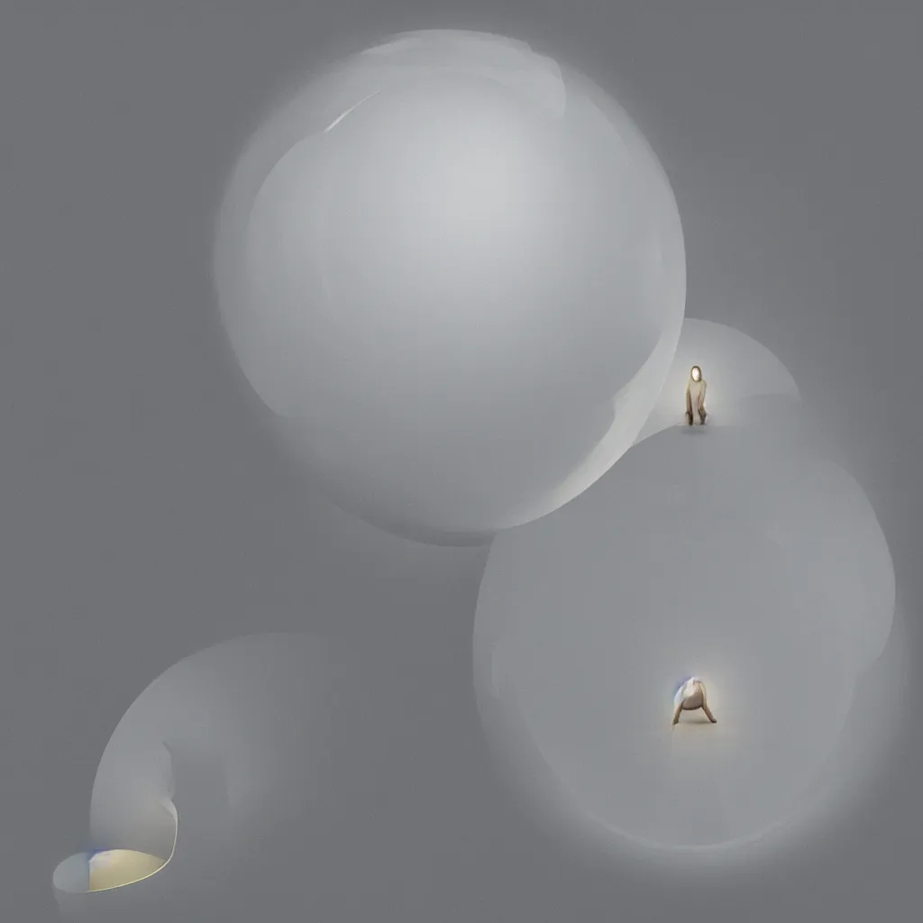 Prompt: “the last human being uploaded to the cloud sitting in a spherical white chamber with the surfaces glowing in gold with consciousness, highly detailed in 4K”