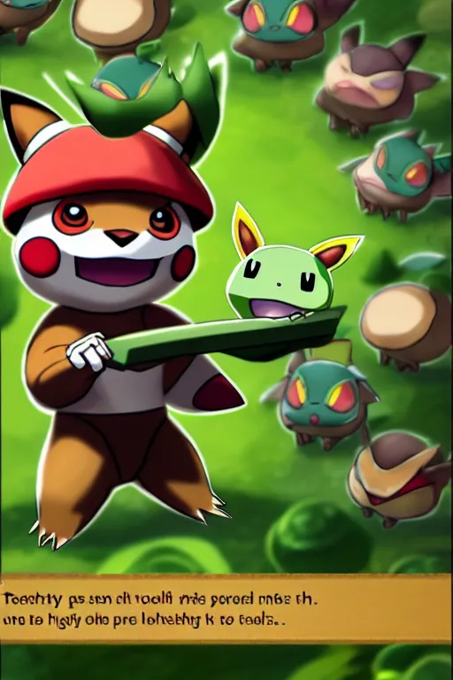 Image similar to teemo, a pokemon trading card of teemo, highly detailed pokemon trading card screenshot