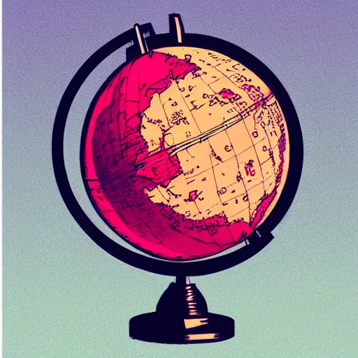 Image similar to a screenprint of a gloopy globe