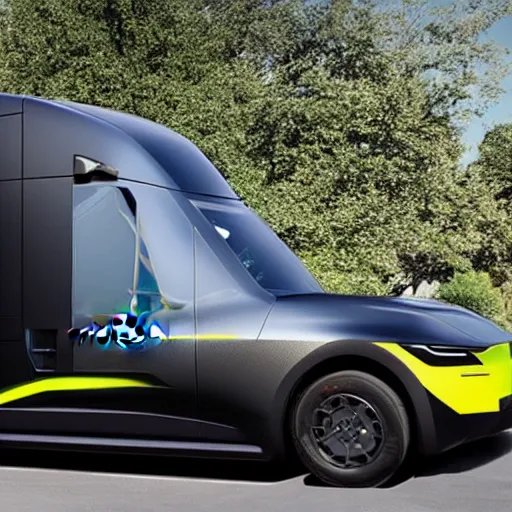 Image similar to the Tesla Cybertruck as a limousine, painted pure black