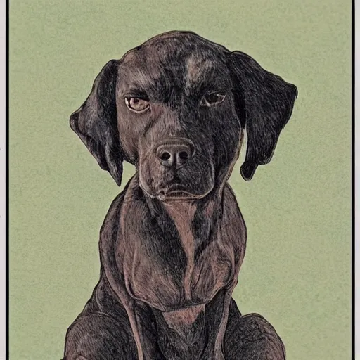 Prompt: portrait of an old dog, ghibli style, Victorian