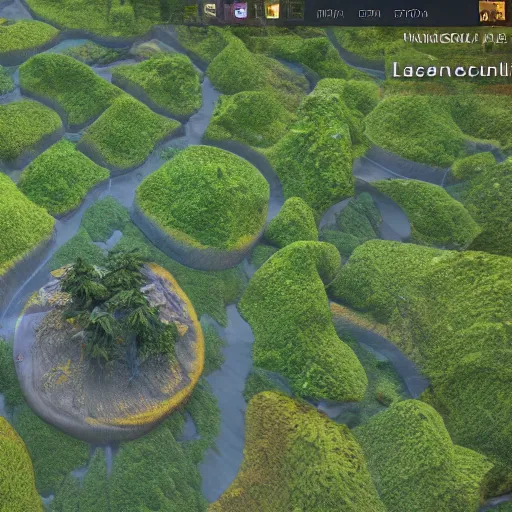 Image similar to unreal engine 5 screenshot of a ecology based real time strategy, permaculture, nature, ecosystem, landbuilding