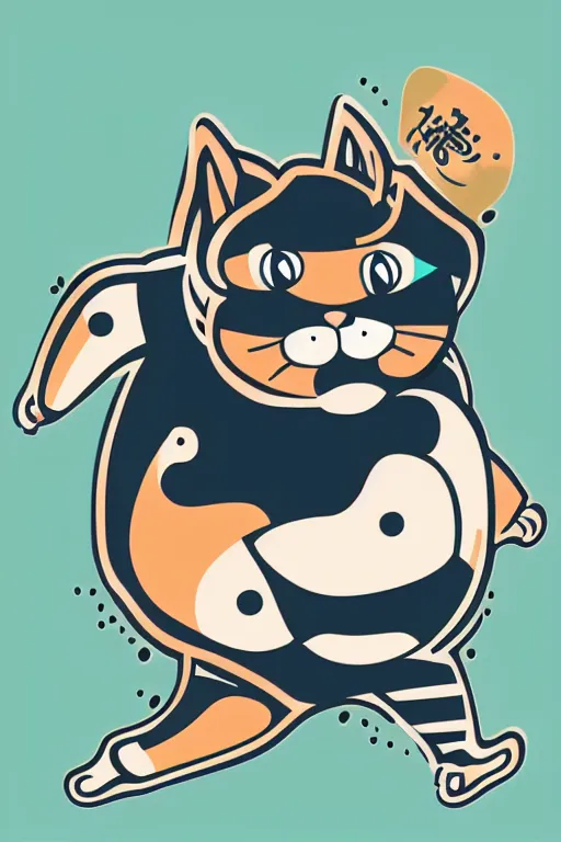 Image similar to Cat that is a sumo wrestler, sticker, colorful, illustration, highly detailed, simple, smooth and clean vector curves, no jagged lines, vector art, smooth