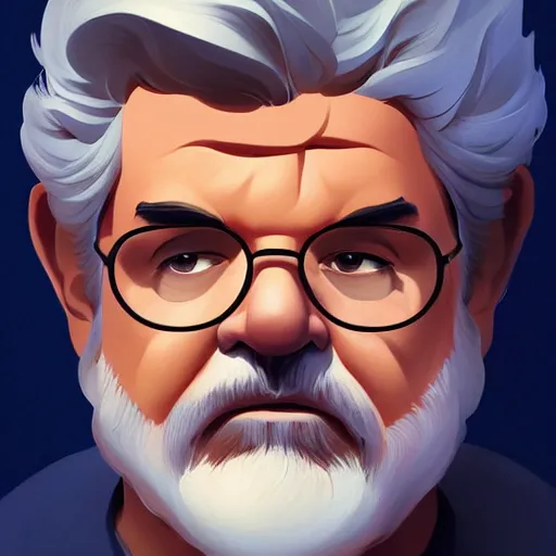 Image similar to face icon stylized minimalist george lucas, loftis, cory behance hd by jesper ejsing, by rhads, makoto shinkai and lois van baarle, ilya kuvshinov, rossdraws global illumination