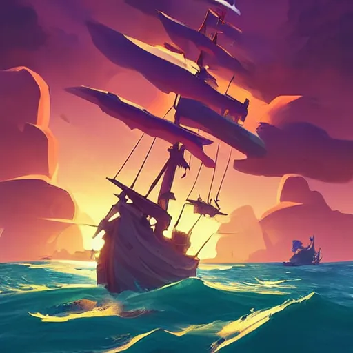 Image similar to painting treasure on sea of thieves game smooth median photoshop filter cutout vector, behance hd by jesper ejsing, by rhads, makoto shinkai and lois van baarle, ilya kuvshinov, rossdraws global illumination