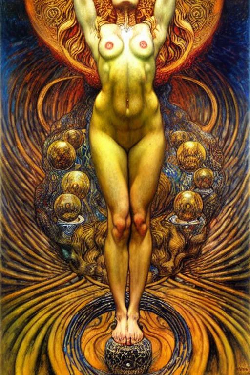 Image similar to Divine Chaos Engine by Karol Bak, Jean Delville, William Blake, Gustav Klimt, and Vincent Van Gogh, symbolist, visionary