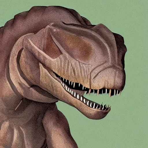 Image similar to portrait of a T-Rex with a bow on its head