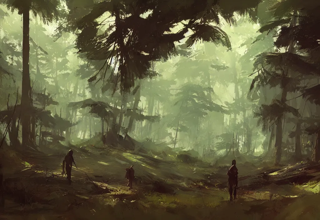 Prompt: ismail inceoglu painting of a forest landscape in the middle ages, painting, trending on artstation, by greg manchess and by craig mullins and by kilian eng and by jake parker