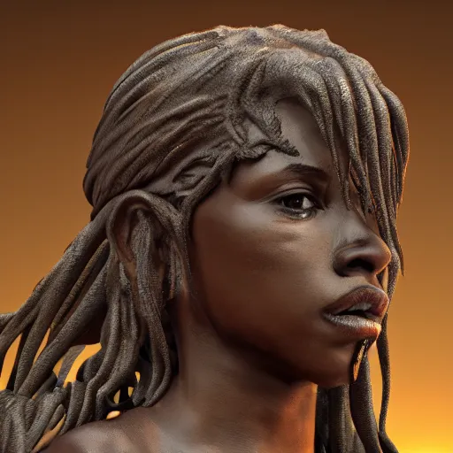 Image similar to donda west sculpted out of rusted iron, transcendent, clean linework, dramatic, finely detailed, 4 k, trending on artstation, award winning, photorealistic, volumetric lighting, octane render