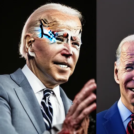 Image similar to president joe biden as a horrific zombie, white house full of zombies