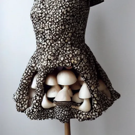 Image similar to “Haute couture mushroom dress”