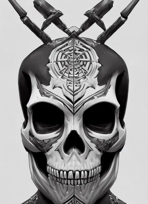 Image similar to symmetry!! portrait of a skull trooper from fortnite, intricate, elegant, highly detailed, digital painting, artstation, concept art, smooth, sharp focus, illustration, art by artgerm and greg rutkowski and alphonse mucha