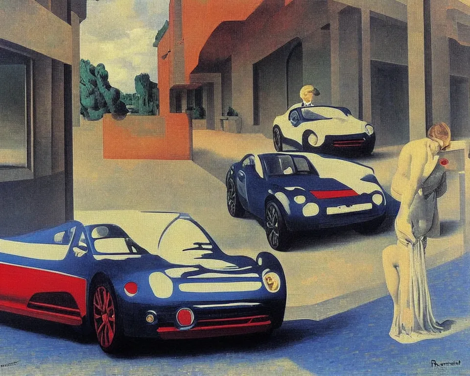 Image similar to achingly beautiful painting of a 2 0 1 3 abarth by rene magritte, monet, and turner.