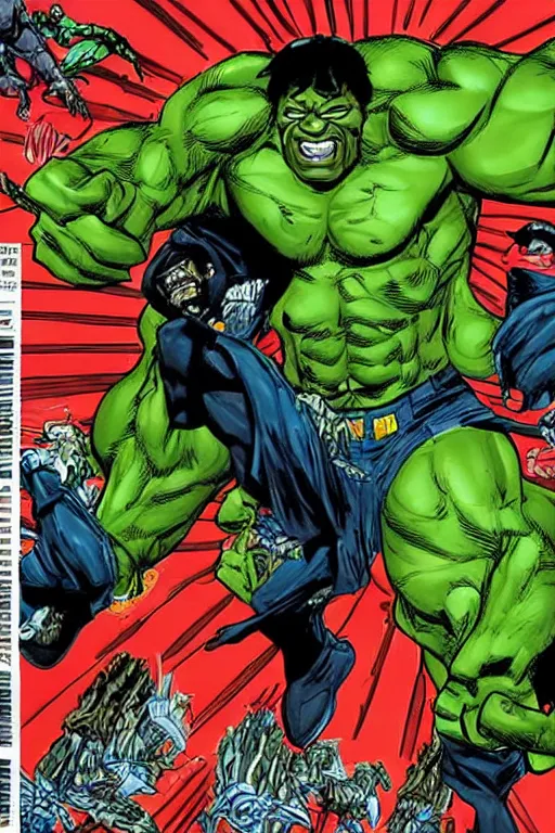 Prompt: eddie murphy as the hulk, full body, vector image, comic books style, very detailed, by jim lee, by todd mcfarlane, by rob liefeld