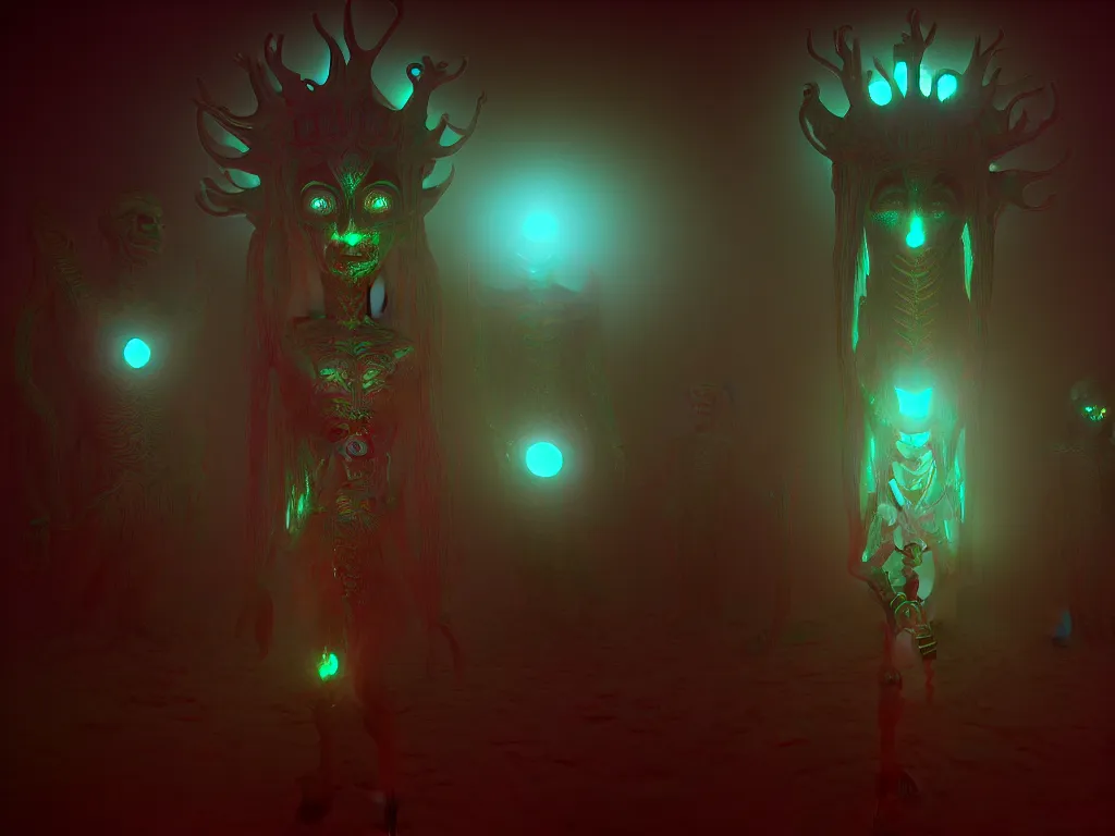 Prompt: a dmt hallucination of machine elves. weird, uncanny, supernatural, creepy. unreal engine, 8 k, trending on artstation.