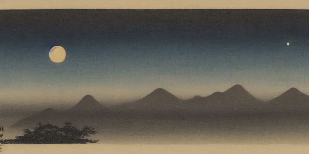 Image similar to cloudy night sky by ohara koson, 1 9 1 0