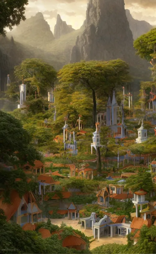 Prompt: utopian world, highly detailed, concept art, intricate, sharp focus, einar jonsson and bouguereau