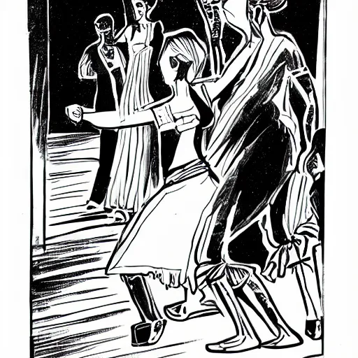 Image similar to a mummy dances, graphic novel style by joann sear