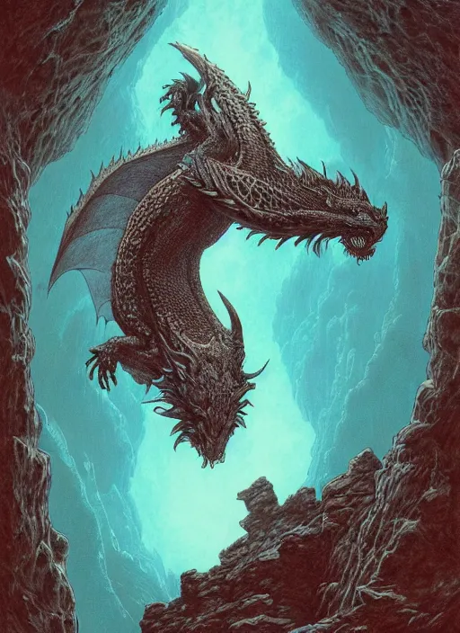 Prompt: a photographic portrait of a dragon by gustave dore and raphael lacoste and dan mumford, trending on artstation, a leopard!! - like sea beast, a two - horned earth beast, natural earth tone colors, cerulean blue, cyan, red