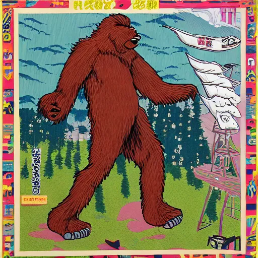 Image similar to Bigfoot, Hiroaki Tsutsumi style