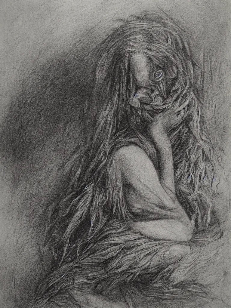 Image similar to inside my nightmares, charcoal detailed drawing, Greg Rutkoski style, Gustave Dore style,