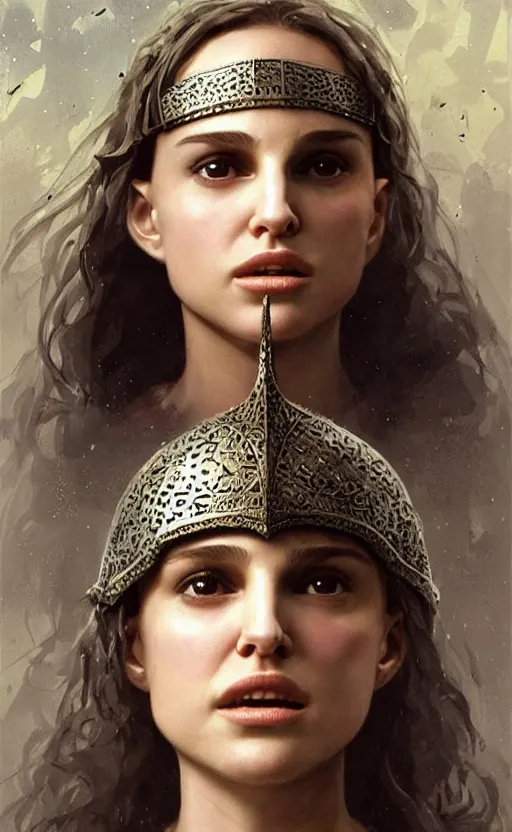 Image similar to young natalie portman as mathilda, legendary warrior, heroic fighter, lord of the rings, tattoos, decorative ornaments, battle armor, by omar ortiz, carl spitzweg, ismail inceoglu, vdragan bibin, hans thoma, greg rutkowski, alexandros pyromallis, perfect face, fine details, realistic shading photorealism