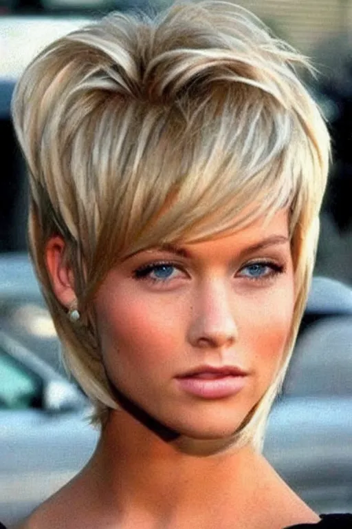 Prompt: pinterest trending blond hairstyles, volume, trending 1 9 9 0 s, photo, fashion,