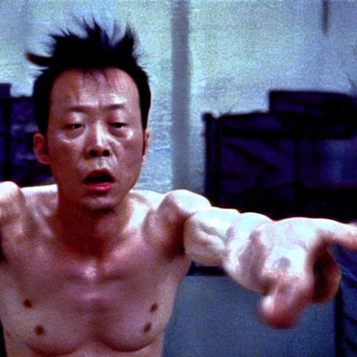 Prompt: film still from 鉄 男 tetsuo 2 body hammer 1 9 8 9 tsukamoto