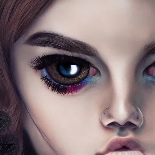 Image similar to girl with 5 eyes, fashion photo, detailed, realistic