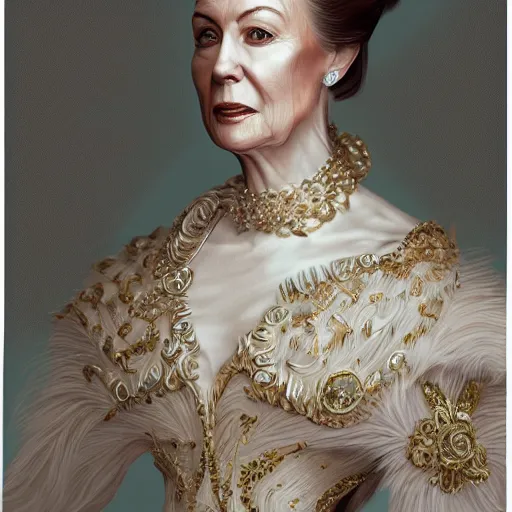Prompt: portrait of Lindsey Graham wearing beautiful haute couture by Alexander McQueen, intricate, elegant, highly detailed, digital painting, artstation, concept art, smooth, sharp focus