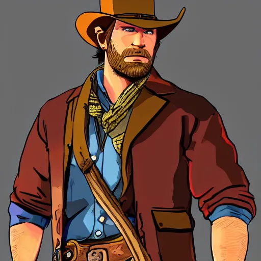 Image similar to Arthur Morgan from Red Dead Redemption 2 drawn in the style of The Legend of Zelda: Breath of the Wild, cel-shaded