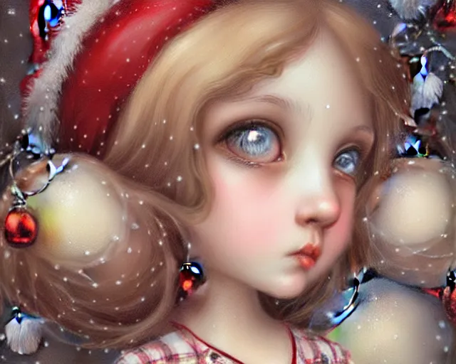 Image similar to closeup profile portrait of victorian london streets, nicoletta ceccoli, mark ryden, lostfish, max fleischer, hyper realistic, artstation, illustration, digital paint, matte paint, vivid colors, bright, cheerful, detailed and intricate christmas environment