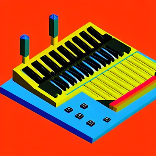 Prompt: wizard of analog synthesizer 2 6 1 9 5 1 1 9 7 5, technicolor, low poly, isometric