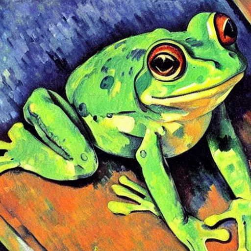 Prompt: The best painting of a frog of all time, by Cezanne