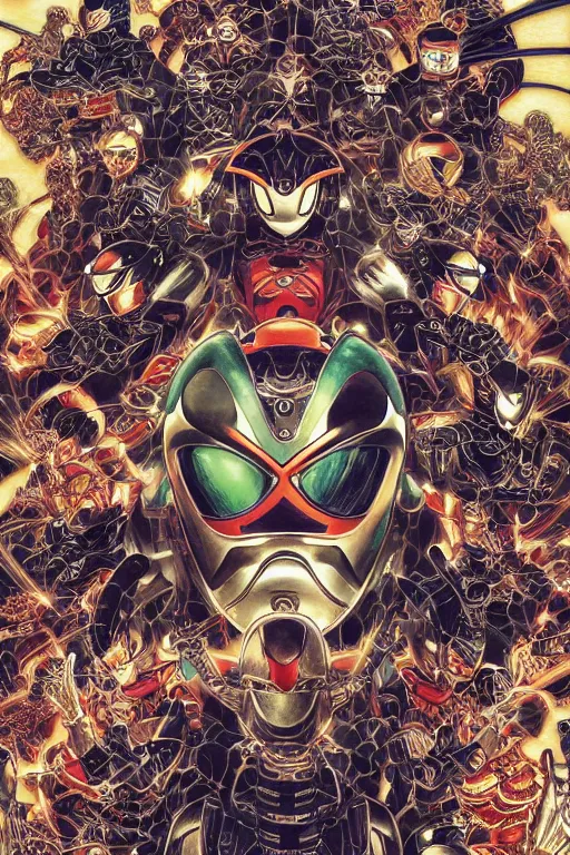 Image similar to kamen rider, symmetrical, by yoichi hatakenaka, masamune shirow, josan gonzales and dan mumford, deayami kojima, takato yamamoto, barclay shaw, karol bak, yukito kishiro