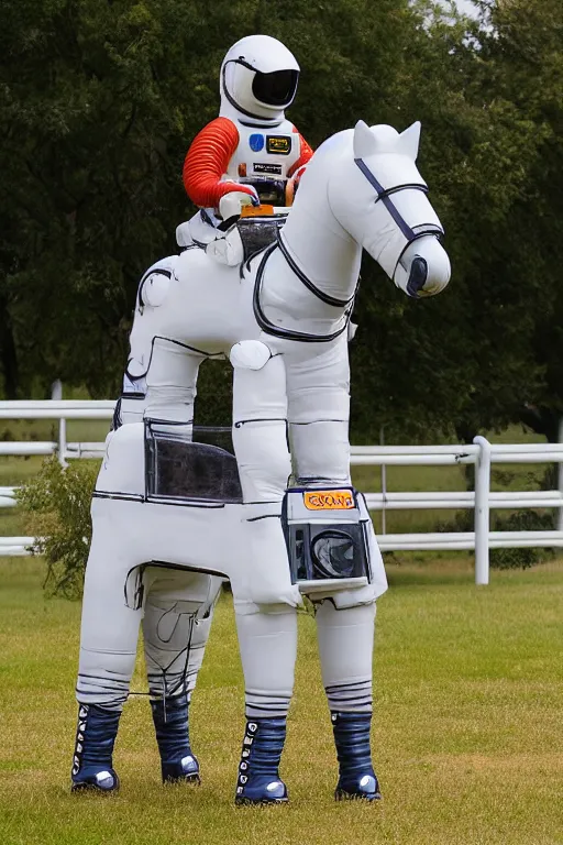 Image similar to horse in astronaut suit riding horse